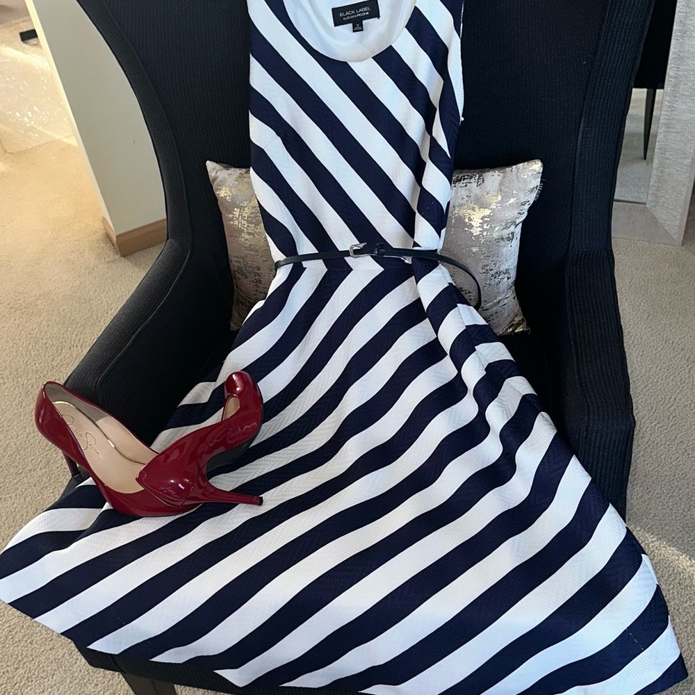 Navy and White Striped Dress